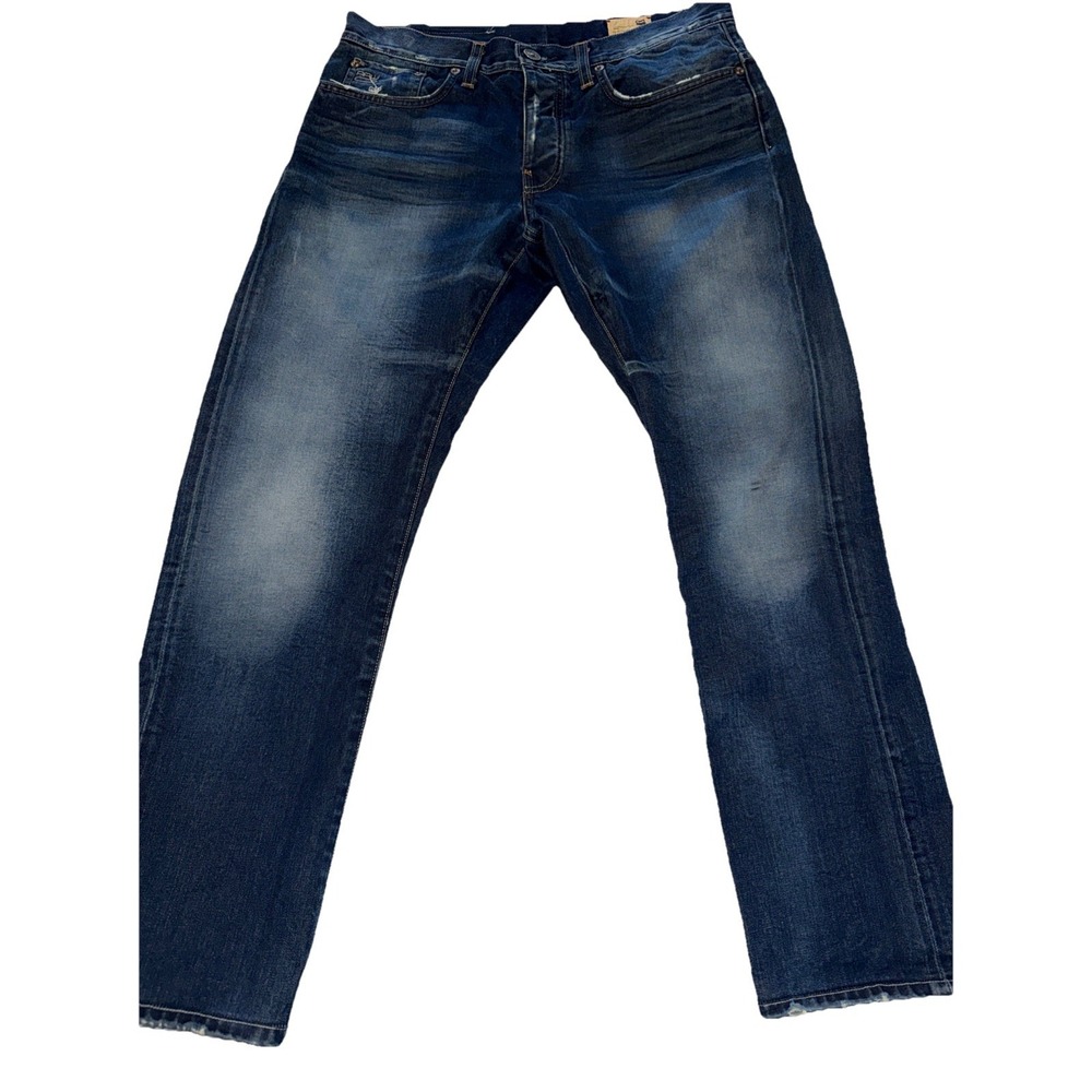 G Star Raw Jeans Mens 32x30 Blue Dark Wash 3301 Relaxed Faded Whiskered
